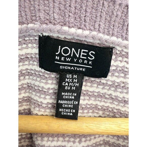 Jones ny striped super soft chunky sweater lavender purple white medium - Picture 11 of 12